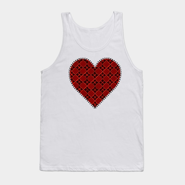 Red Heart with Patterns and Dots Tank Top by ArtAndBliss